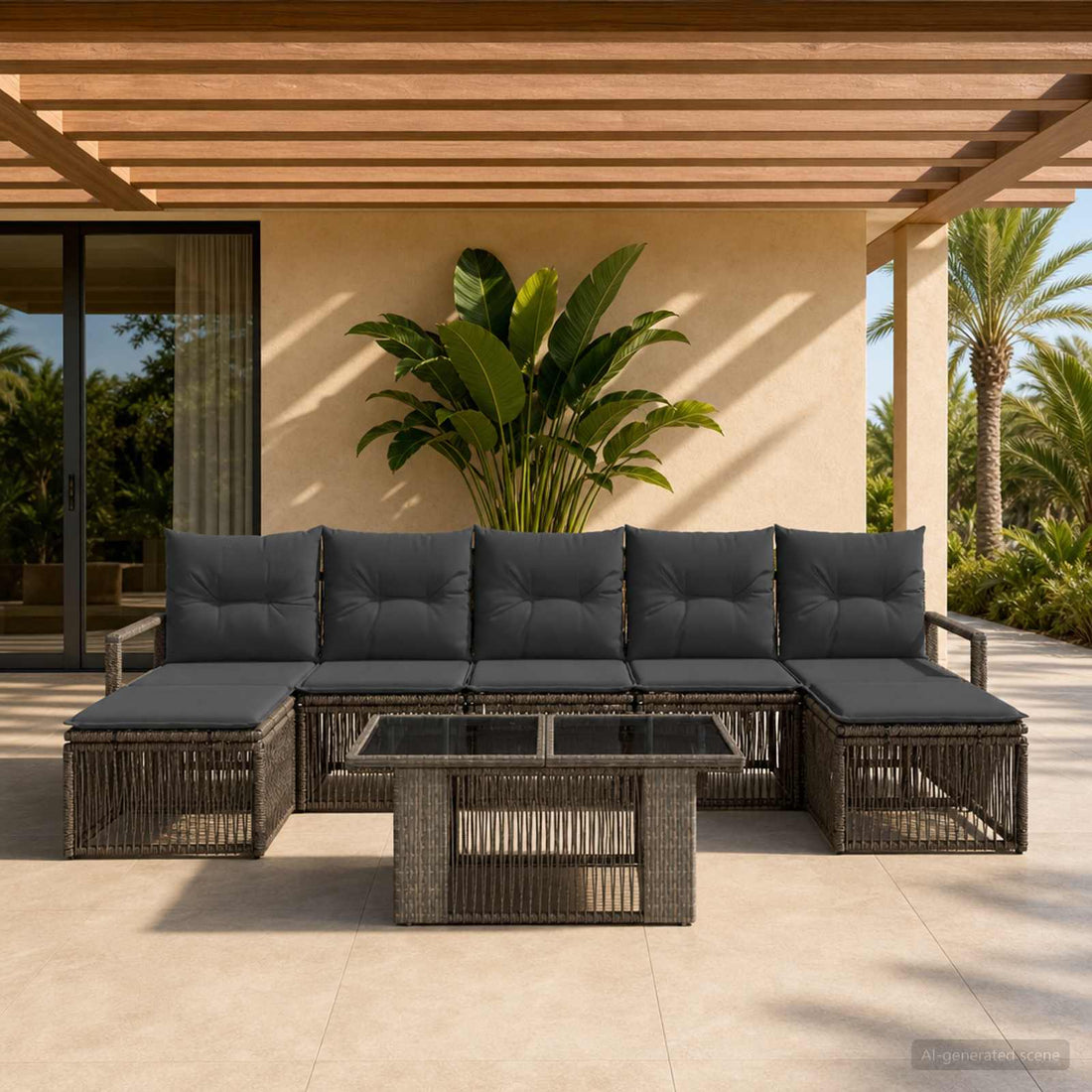 vidaXL Conjunto de sofás de jardín 8 uds. Gris y Gris Oscuro