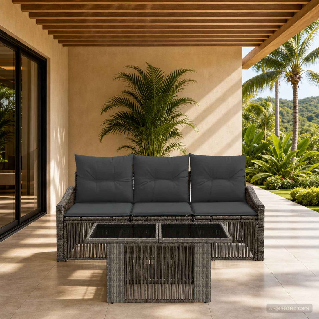 vidaXL Conjunto de sofás de jardín 4 uds. Gris y Gris Oscuro