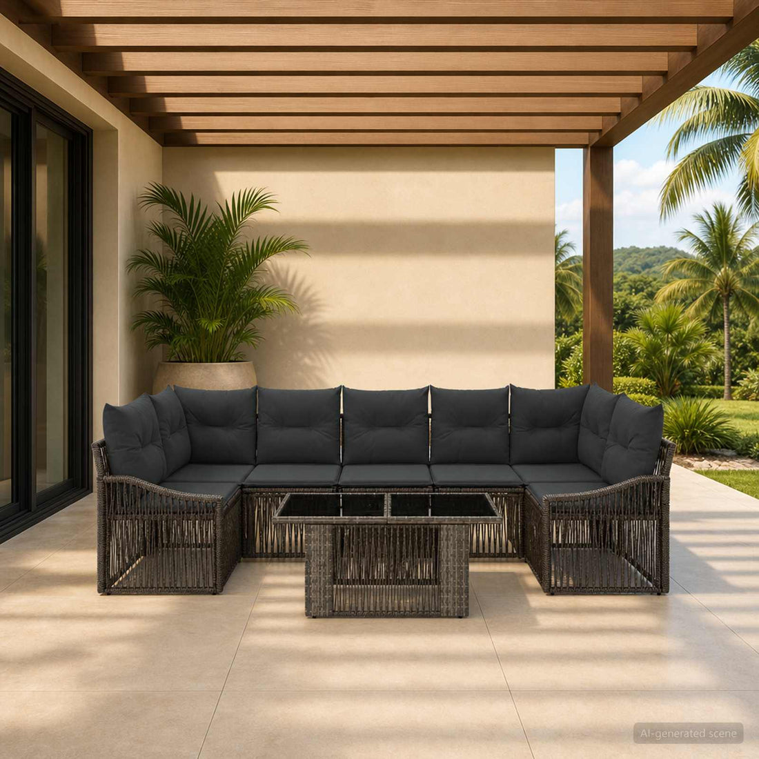 vidaXL Conjunto de sofás de jardín 8 uds. Gris y Gris Oscuro