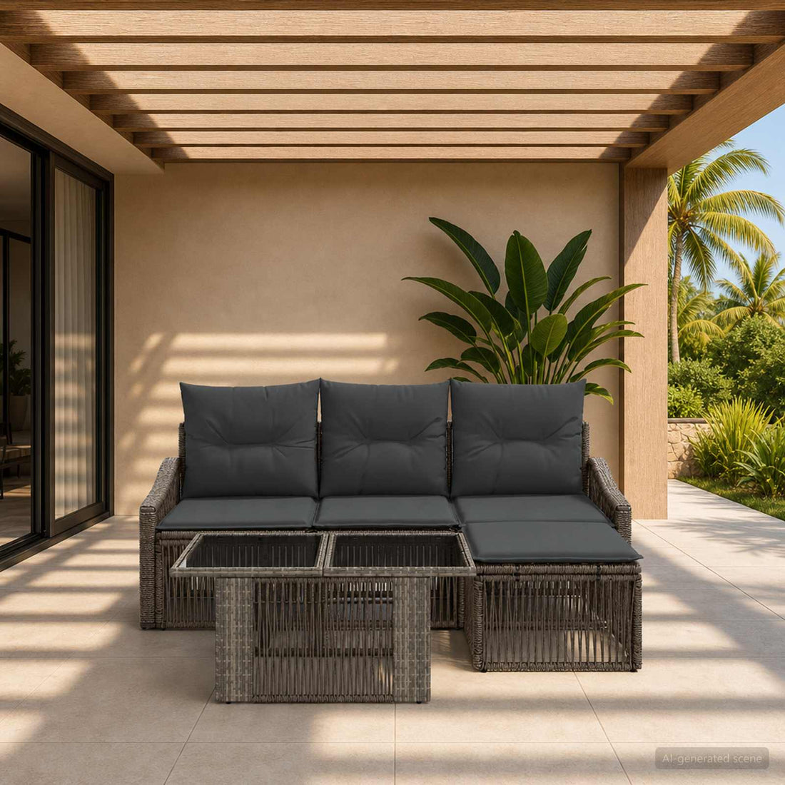 vidaXL Conjunto de sofás de jardín 5 uds. Gris y Gris Oscuro