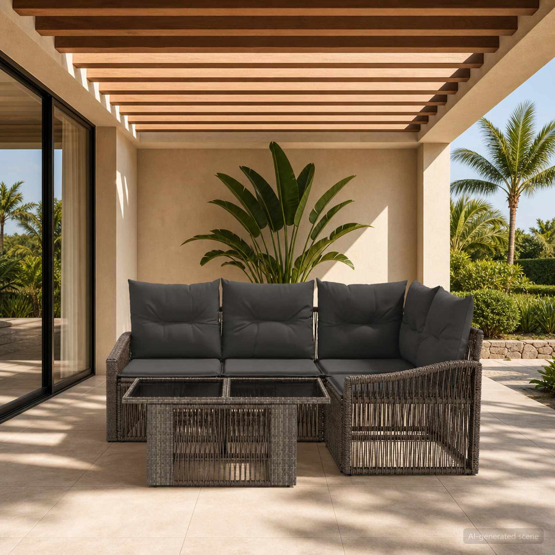 vidaXL Conjunto de sofás de jardín 5 uds. Gris y Gris Oscuro