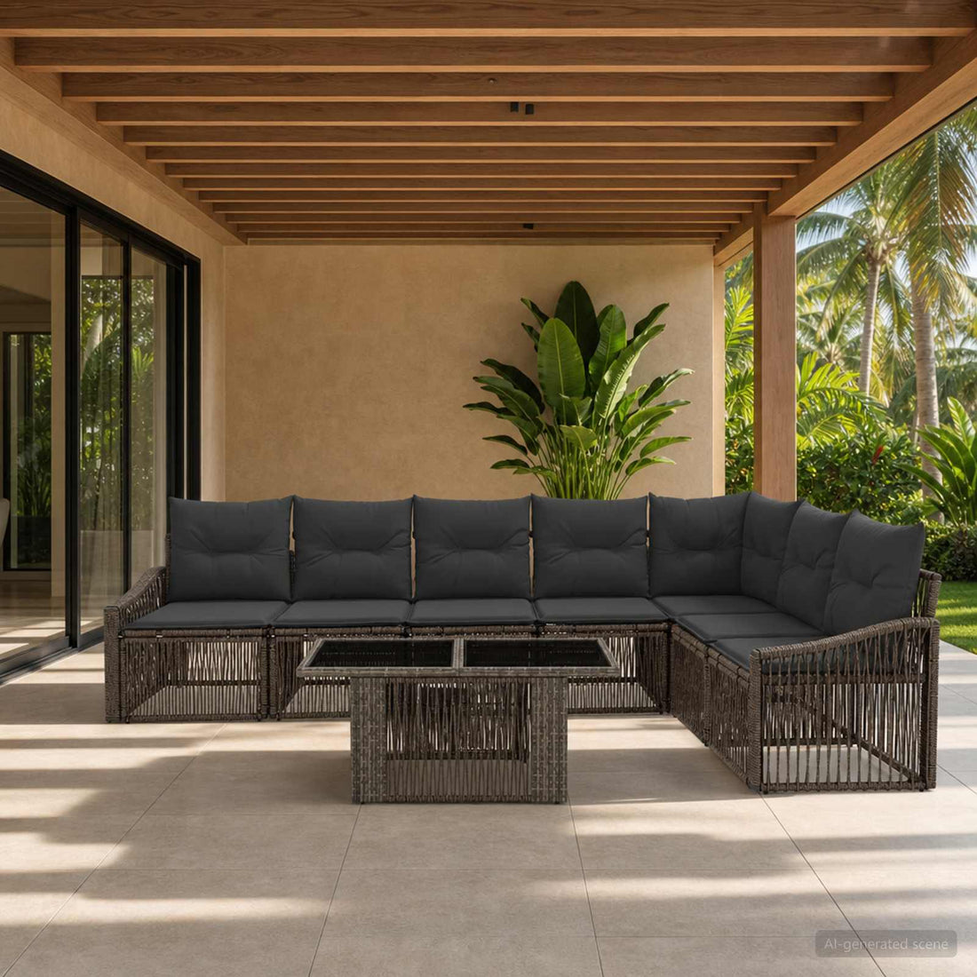 vidaXL Conjunto de sofás de jardín 8 uds. Gris y Gris Oscuro