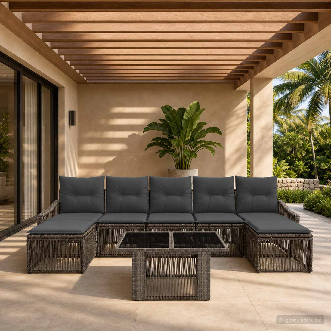vidaXL Conjunto de sofás de jardín 8 uds. Gris y Gris Oscuro