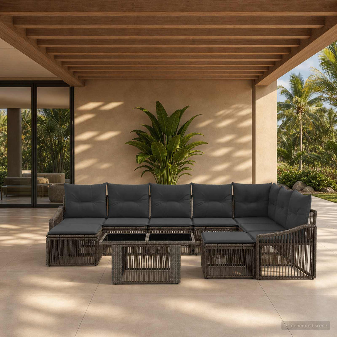 vidaXL Conjunto de sofás de jardín 10 uds. Gris y Gris Oscuro