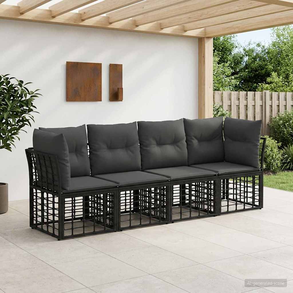 vidaXL Conjunto de sofás de exterior Negro Poliéster