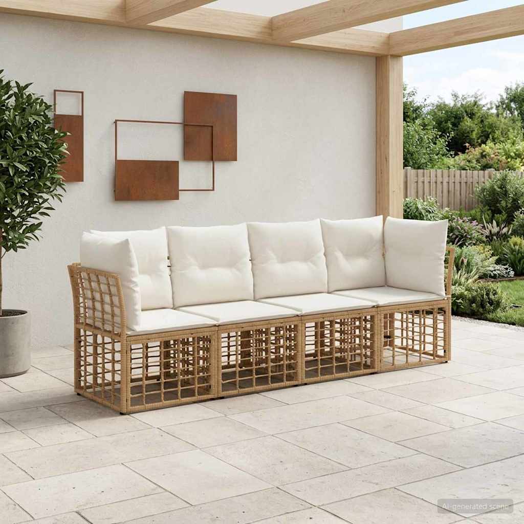 vidaXL Conjunto de sofás de exterior Natural Poliéster