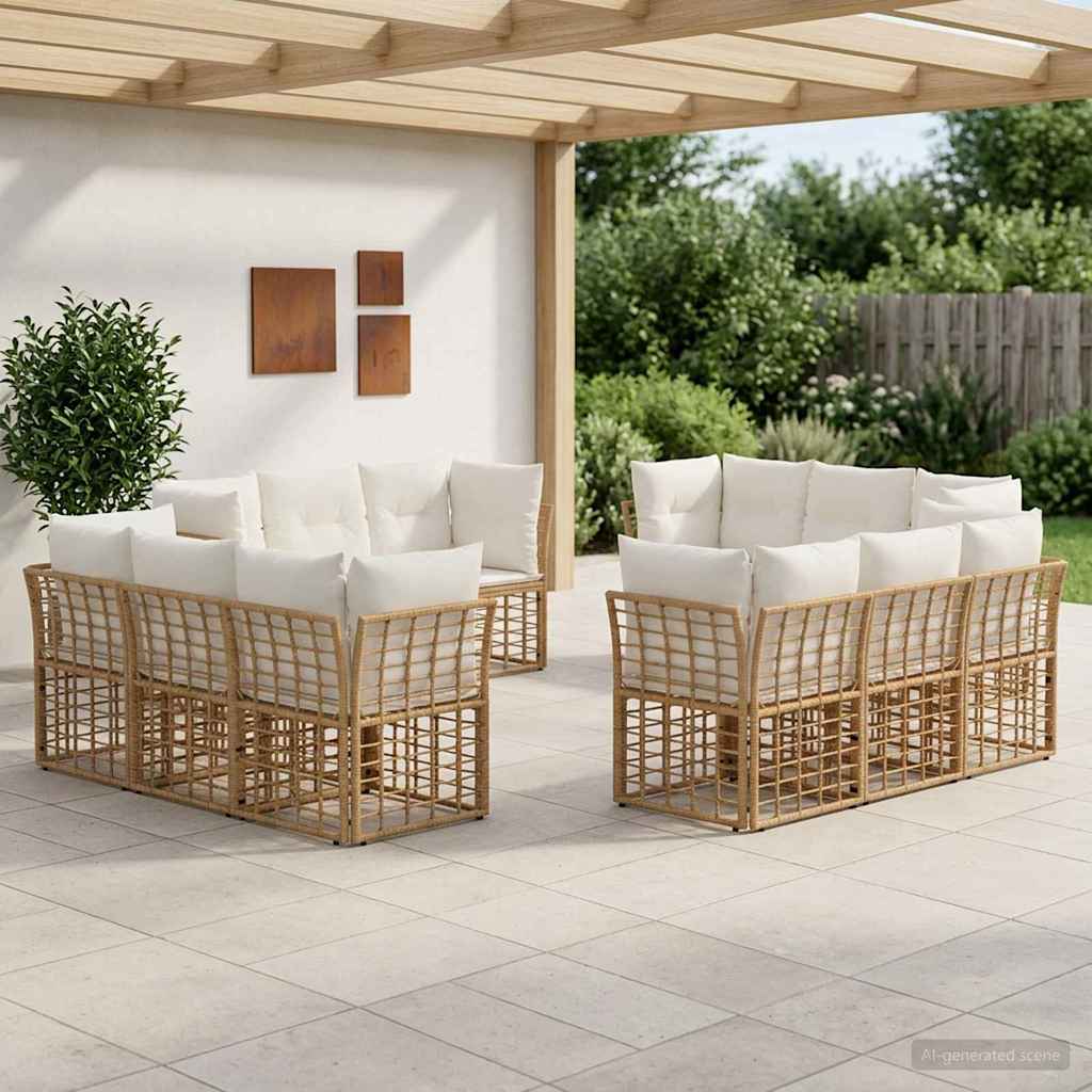 vidaXL Conjunto de sofás de exterior Natural Poliéster