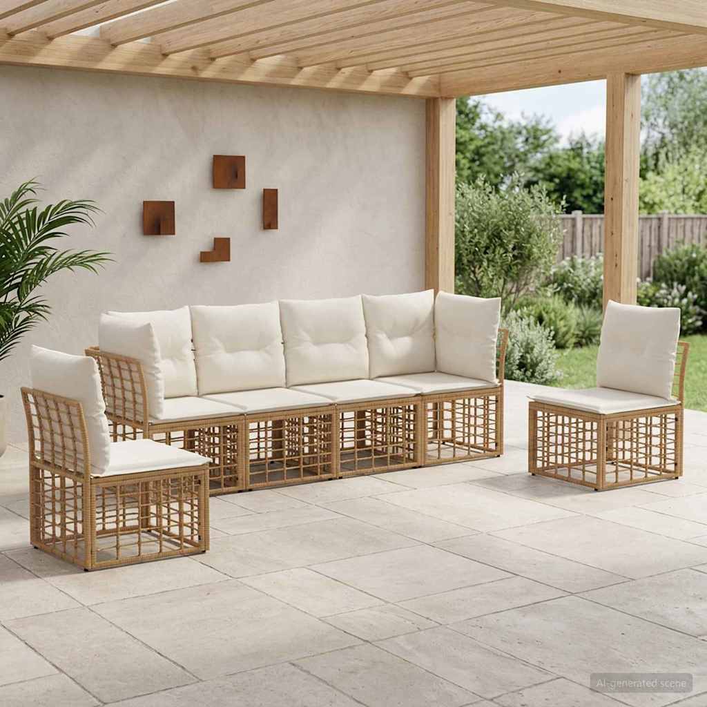 vidaXL Conjunto de sofás de exterior Natural Poliéster