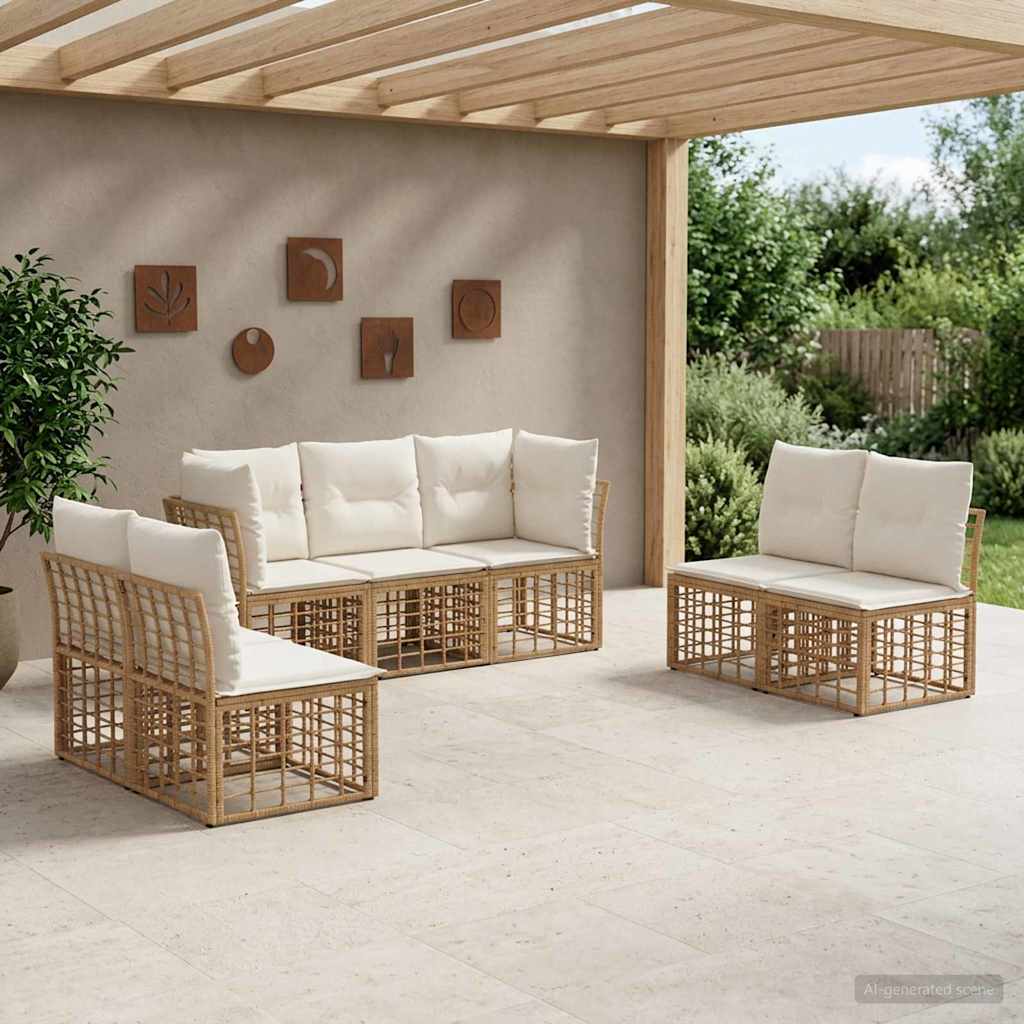 vidaXL Conjunto de sofás de exterior Natural Poliéster