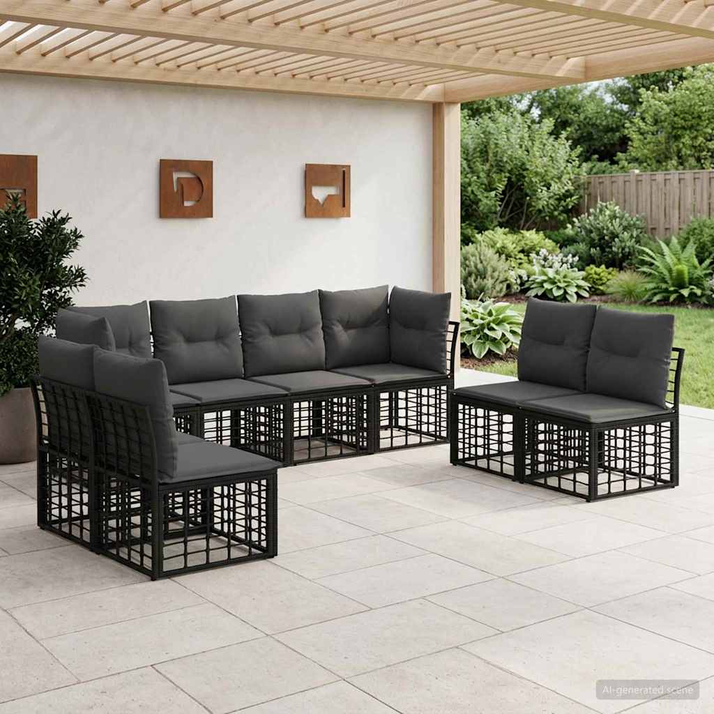 vidaXL Conjunto de sofás de exterior Negro Poliéster