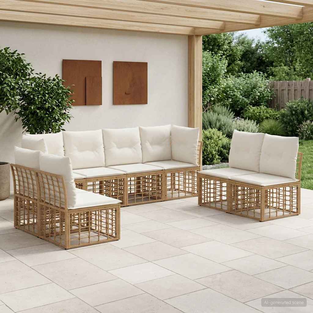 vidaXL Conjunto de sofás de exterior Natural Poliéster