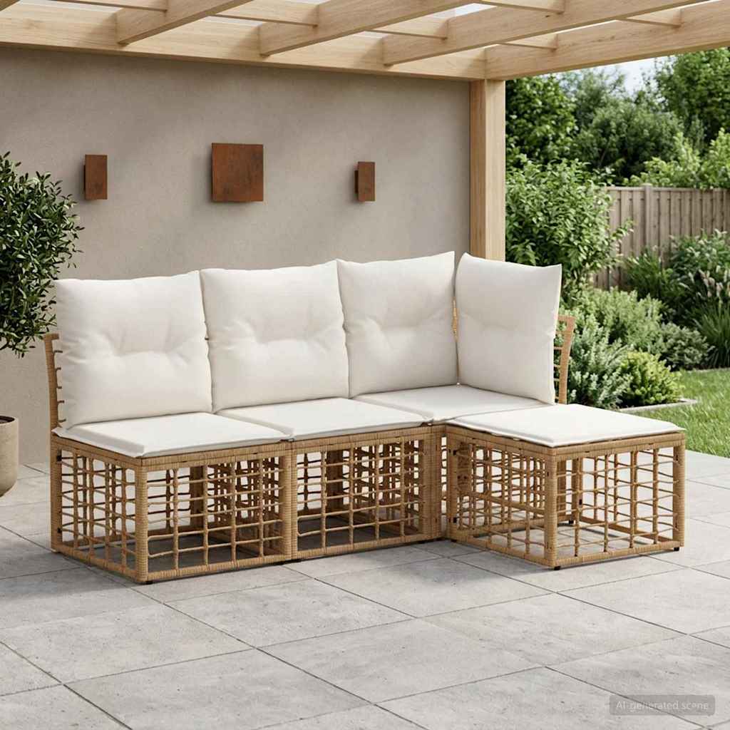 vidaXL Conjunto de sofás de exterior Natural Poliéster