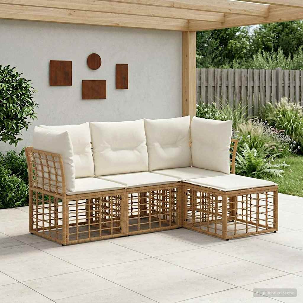 vidaXL Conjunto de sofás de exterior Natural Poliéster