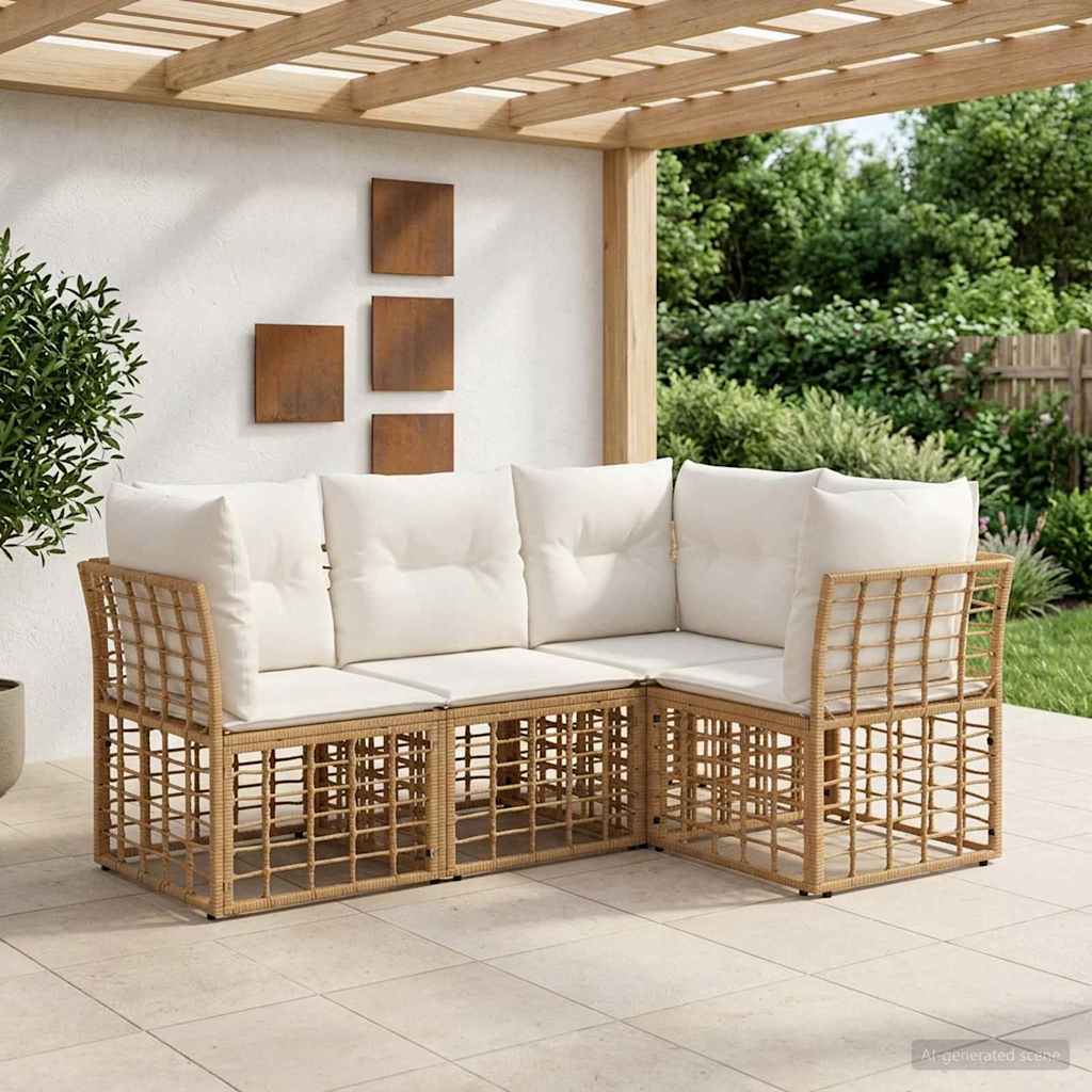 vidaXL Conjunto de sofás de exterior Natural Poliéster
