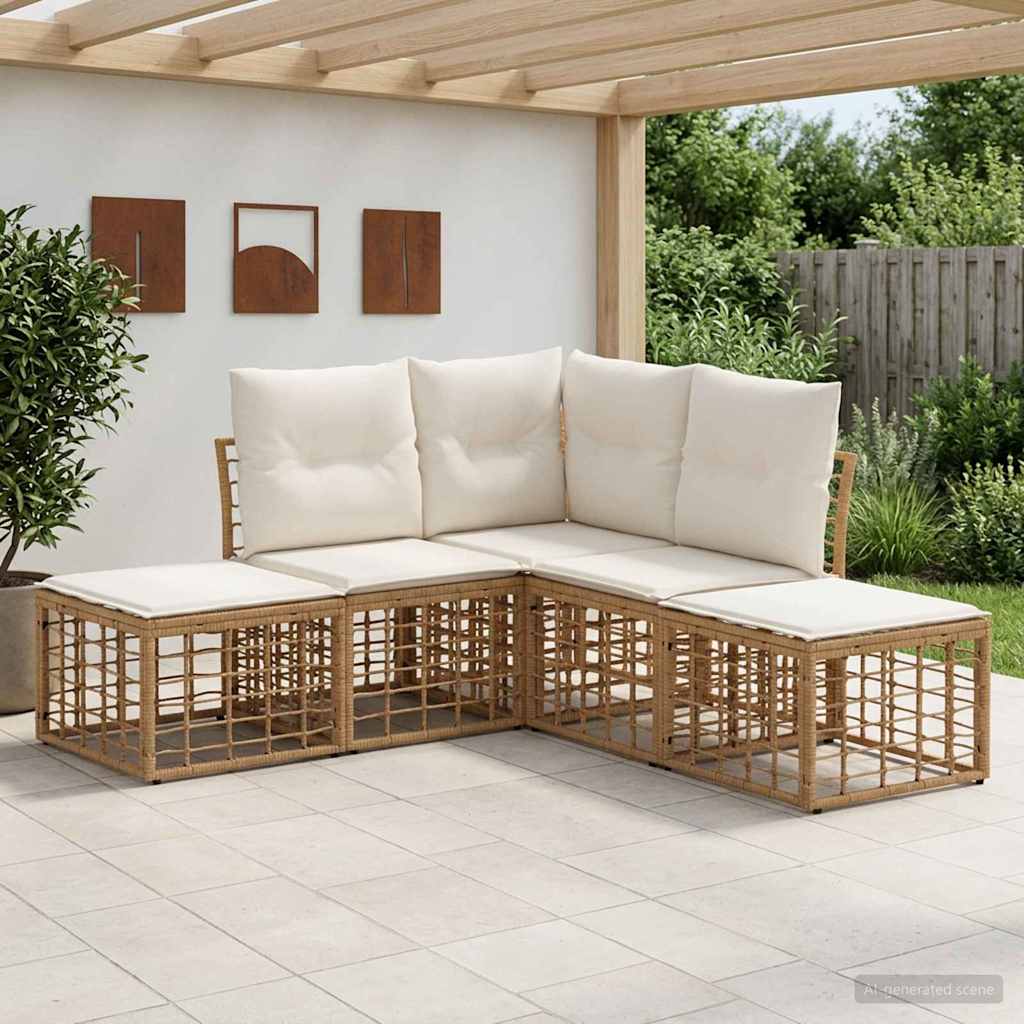 vidaXL Conjunto de sofás de exterior Natural Poliéster