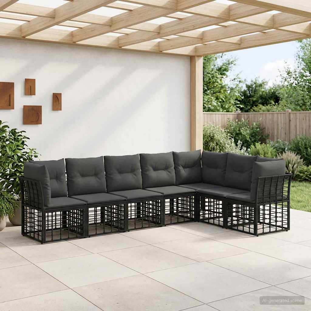vidaXL Conjunto de sofás de exterior Negro Poliéster