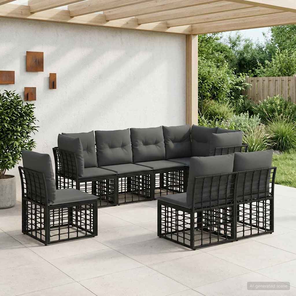 vidaXL Conjunto de sofás de exterior Negro Poliéster