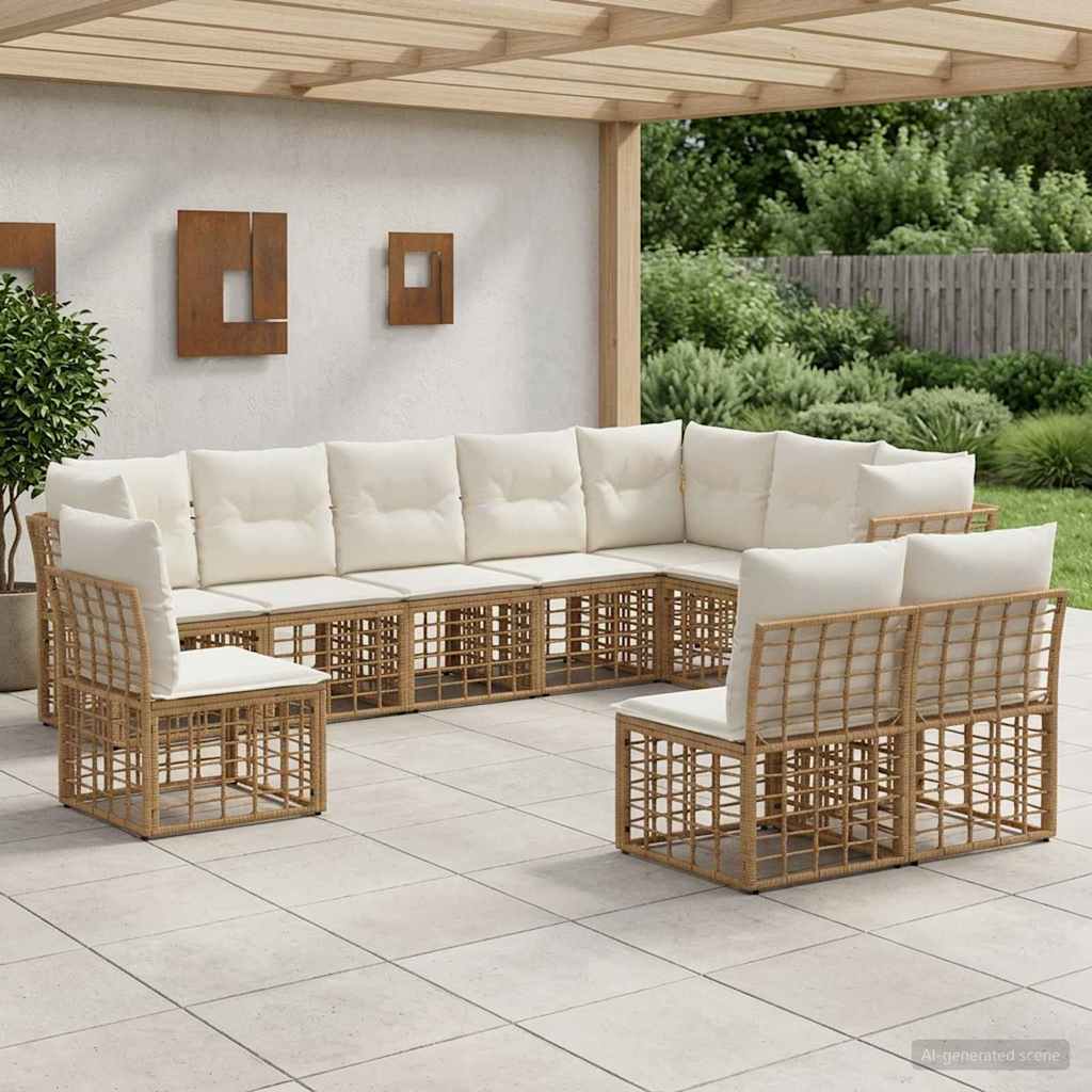 vidaXL Conjunto de sofás de exterior Natural Poliéster