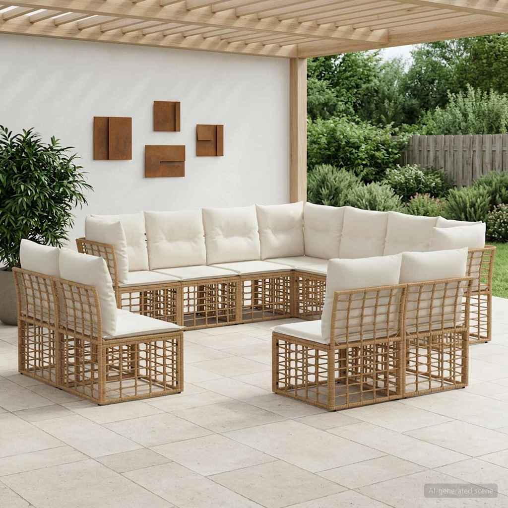 vidaXL Conjunto de sofás de exterior Natural Poliéster