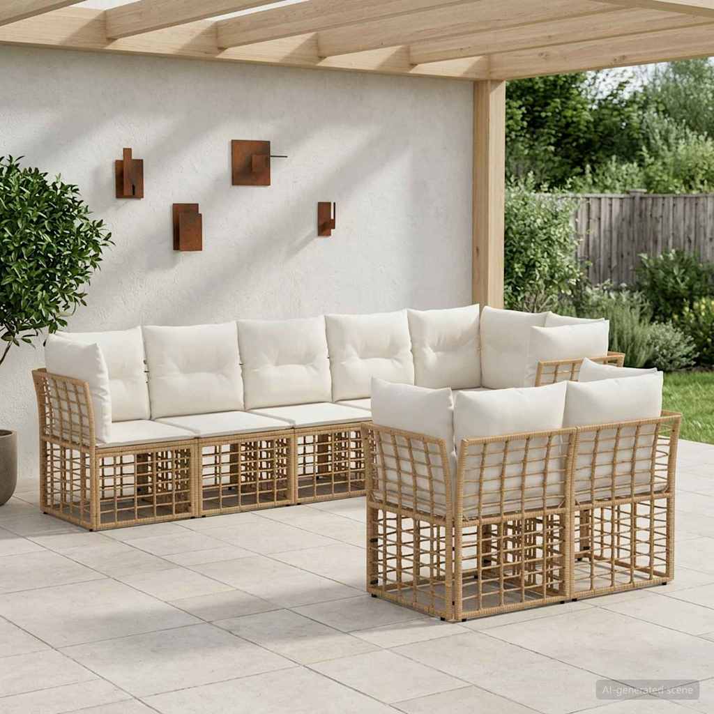 vidaXL Conjunto de sofás de exterior Natural Poliéster