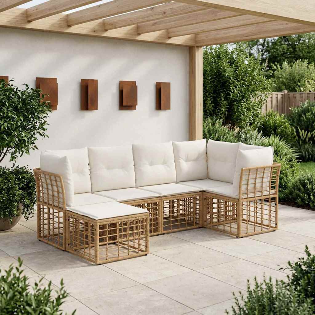vidaXL Conjunto de sofás de exterior Natural Poliéster