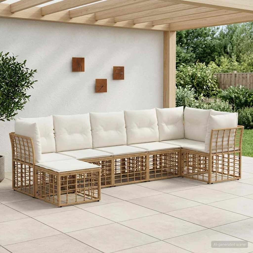 vidaXL Conjunto de sofás de exterior Natural Poliéster