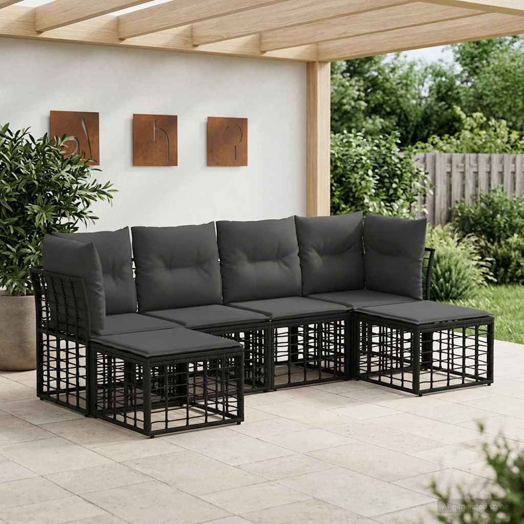 vidaXL Conjunto de sofás de exterior Negro Poliéster