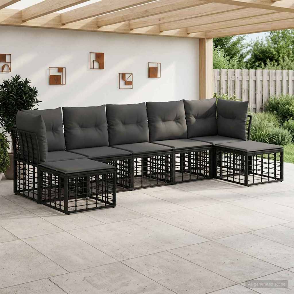 vidaXL Conjunto de sofás de exterior Negro Poliéster