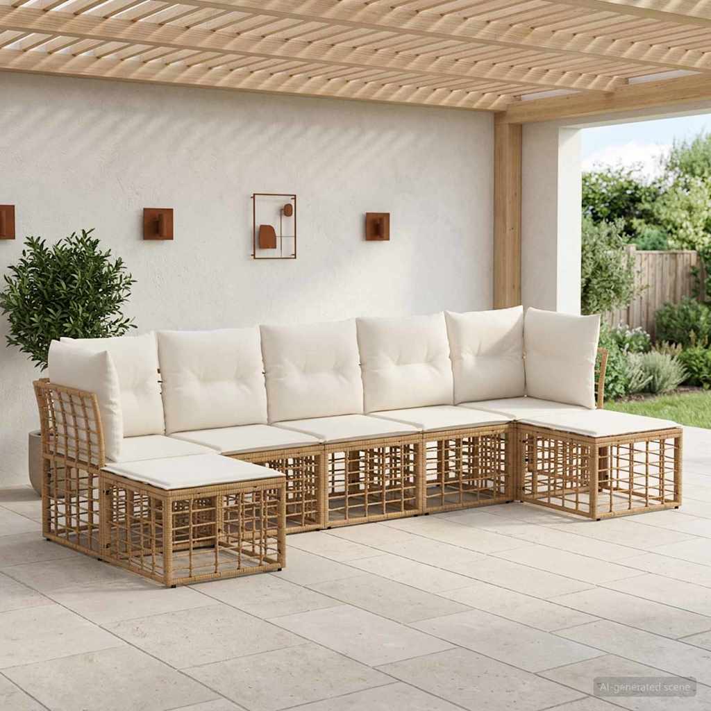 vidaXL Conjunto de sofás de exterior Natural Poliéster