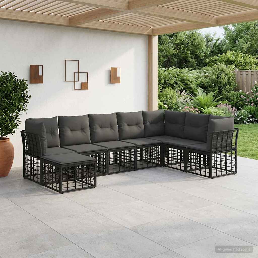 vidaXL Conjunto de sofás de exterior Negro Poliéster
