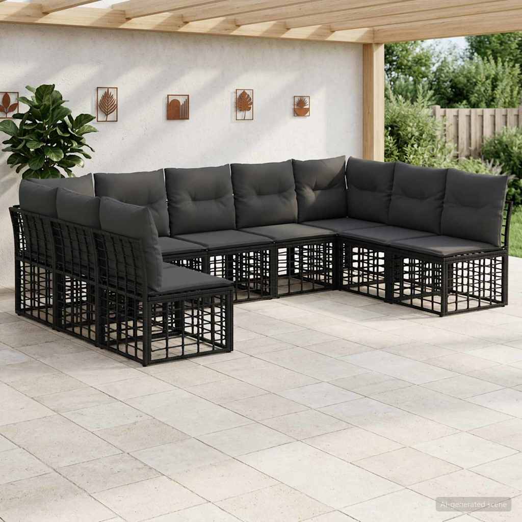 vidaXL Conjunto de sofás de exterior Negro Poliéster