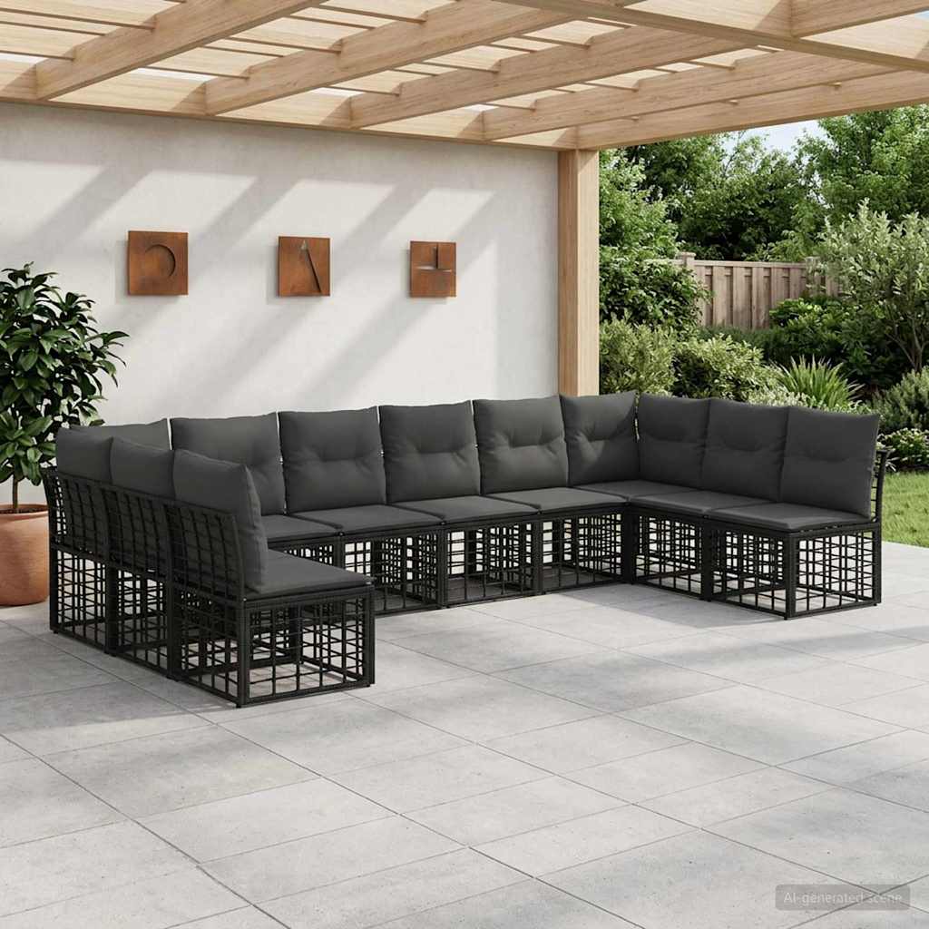 vidaXL Conjunto de sofás de exterior Negro Poliéster