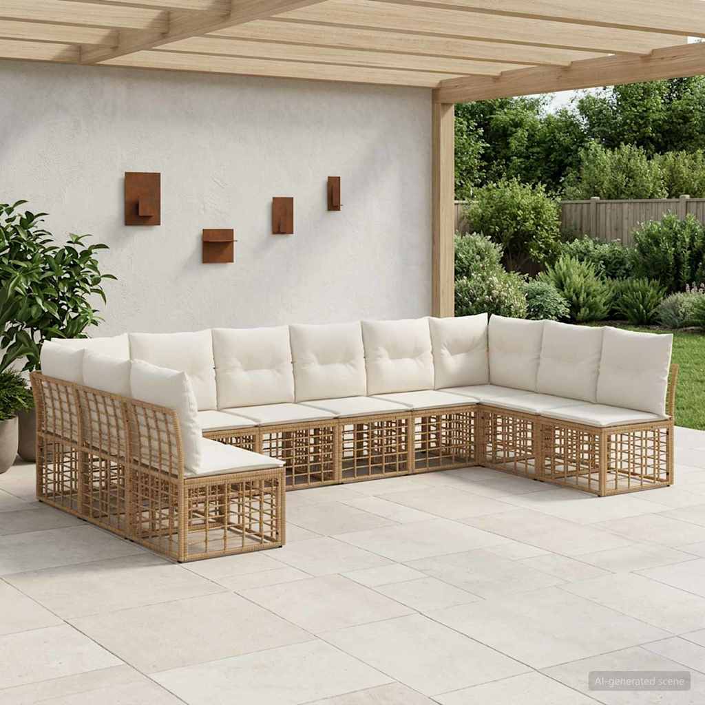 vidaXL Conjunto de sofás de exterior Natural Poliéster