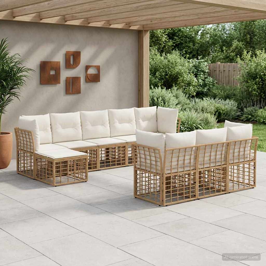vidaXL Conjunto de sofás de exterior Natural y Crema Poliéster
