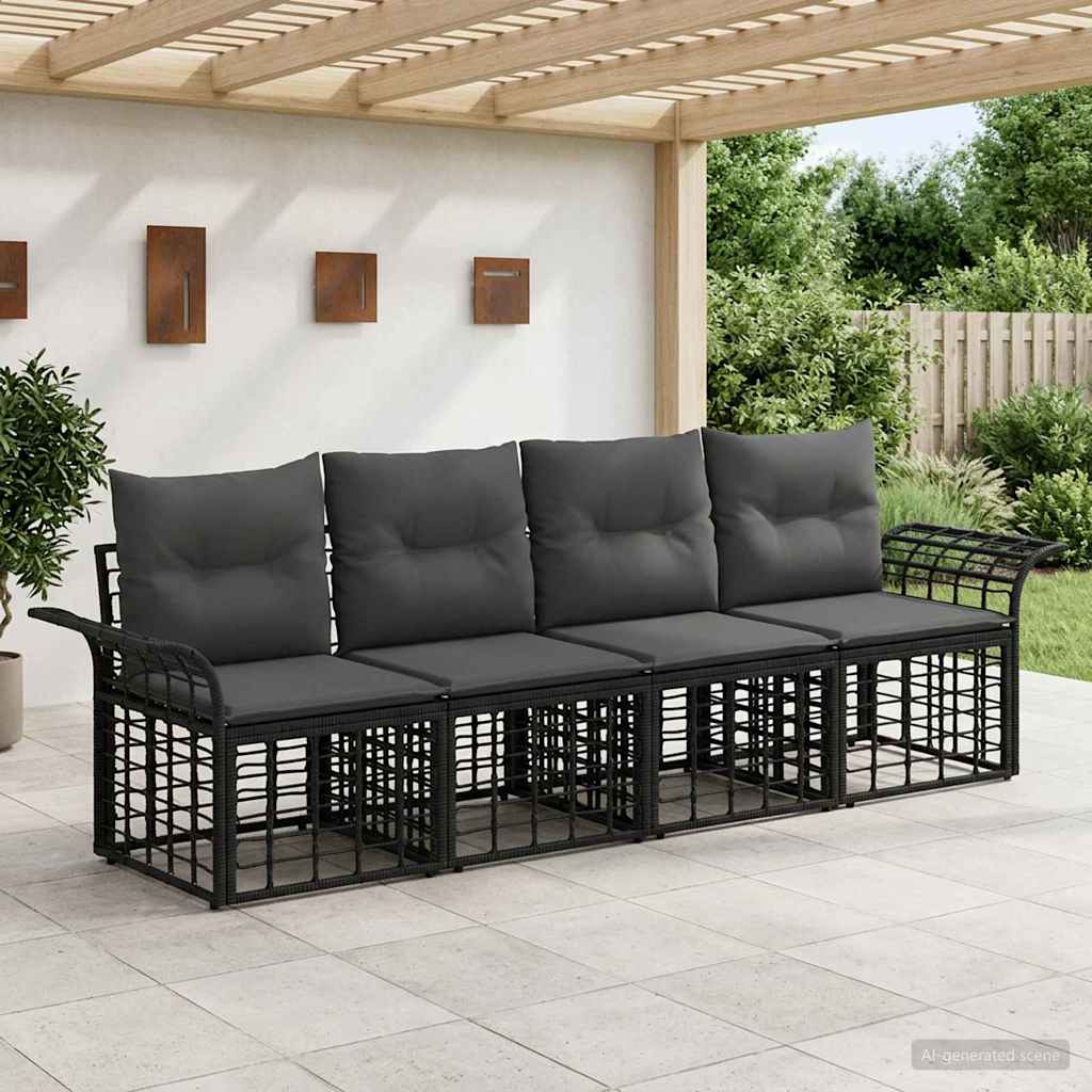 vidaXL Conjunto de sofás de exterior 4 uds. Negro y Gris oscuro