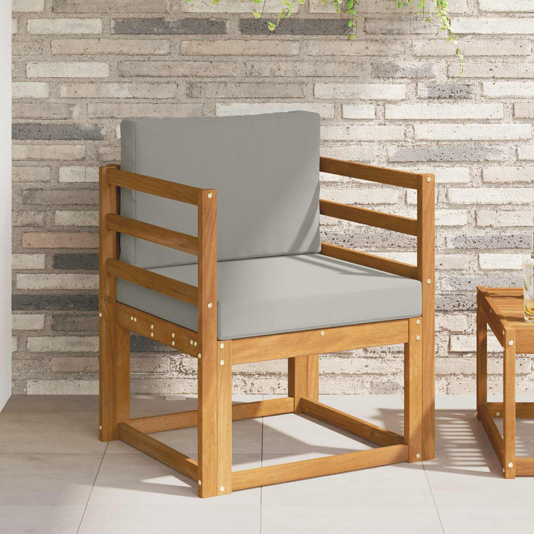 vidaXL Sofá de exterior Madera de Acacia Sólida y Poliéster