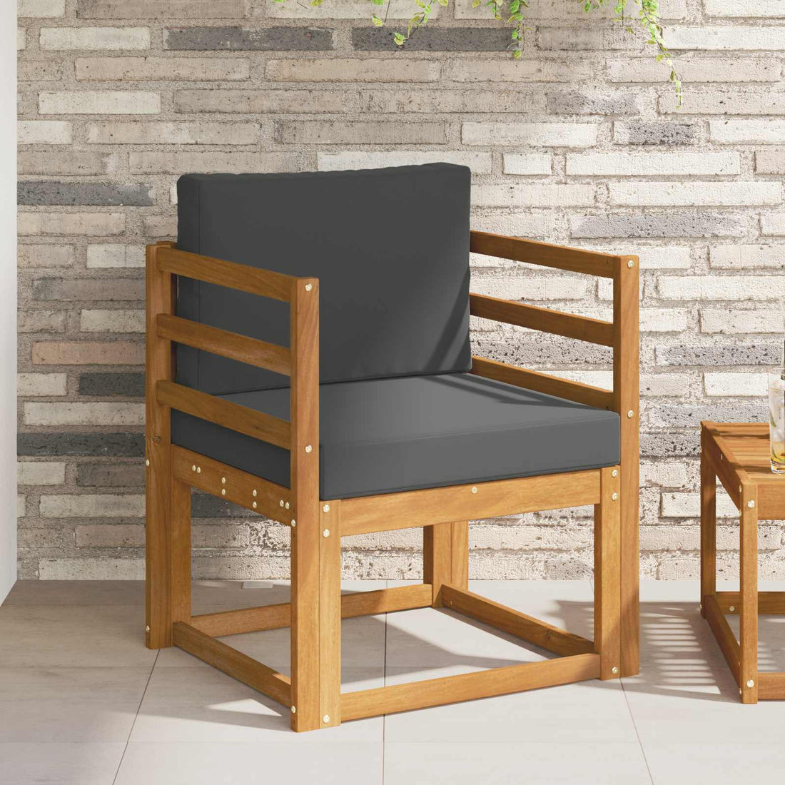 vidaXL Sofá de exterior Madera de Acacia Sólida y Poliéster Natural