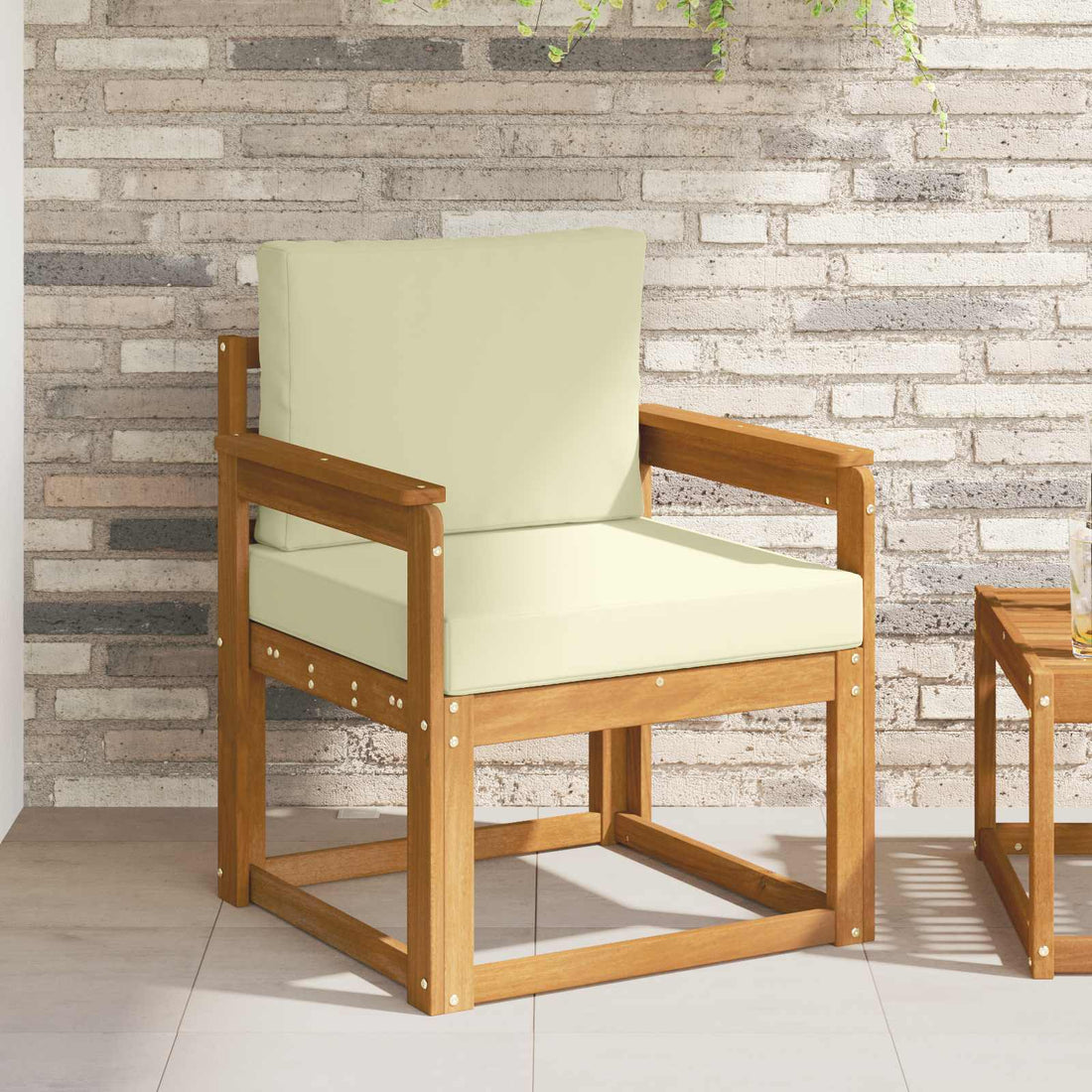 vidaXL Sofá de exterior Madera de Acacia Sólida y Poliéster Natural