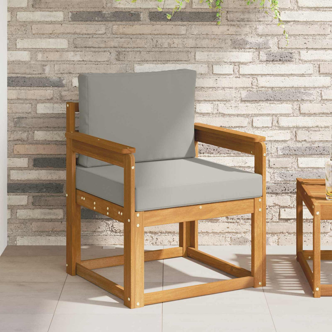 vidaXL Sofá de exterior Madera de Acacia Sólida y Poliéster