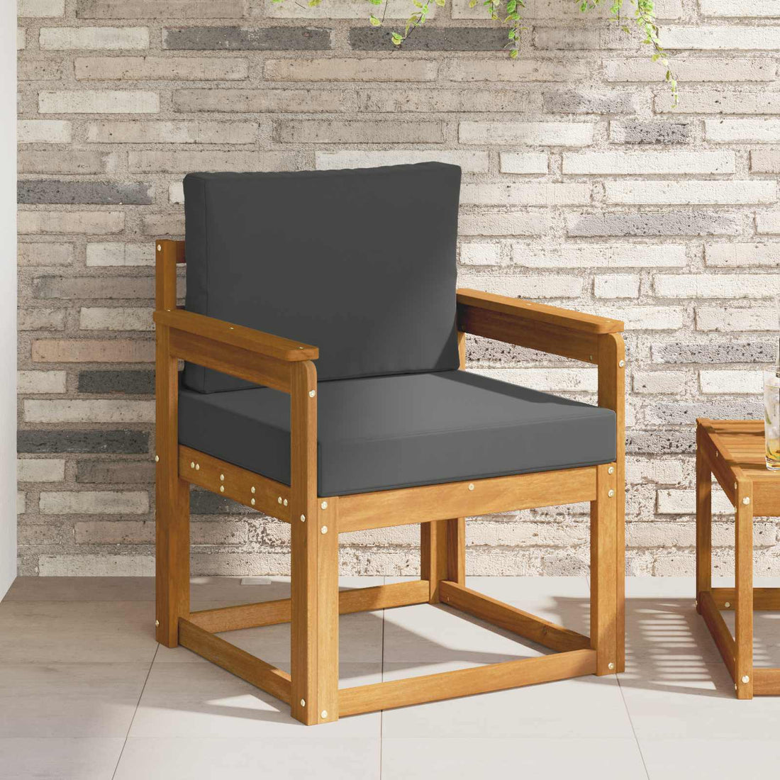 vidaXL Sofá de exterior Madera de Acacia Sólida y Poliéster Natural