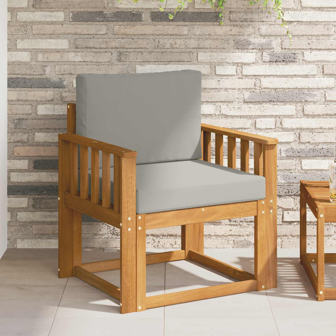 vidaXL Sofá de exterior Madera de Acacia Sólida y Poliéster