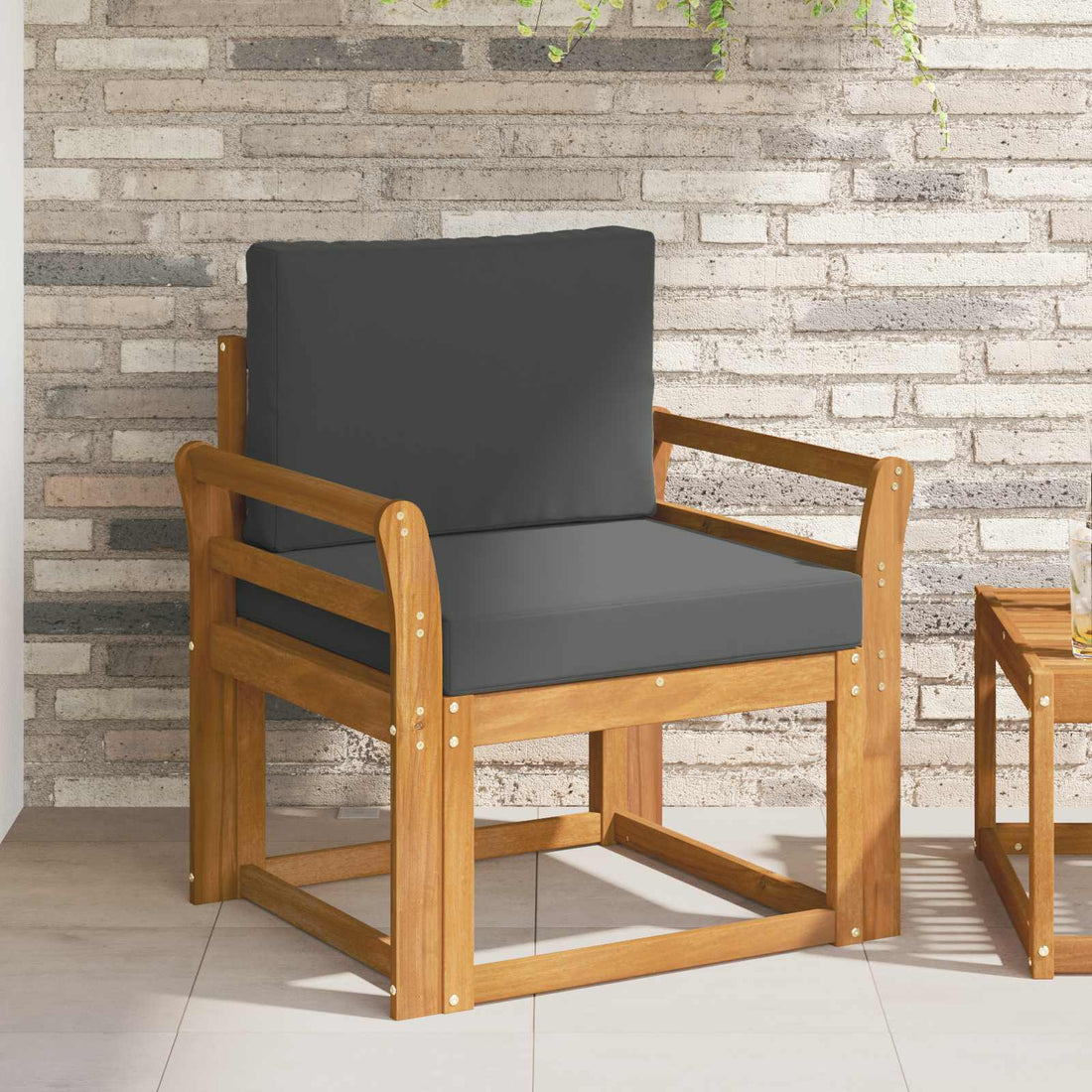 vidaXL Sofá de exterior Madera de Acacia Sólida y Poliéster Natural