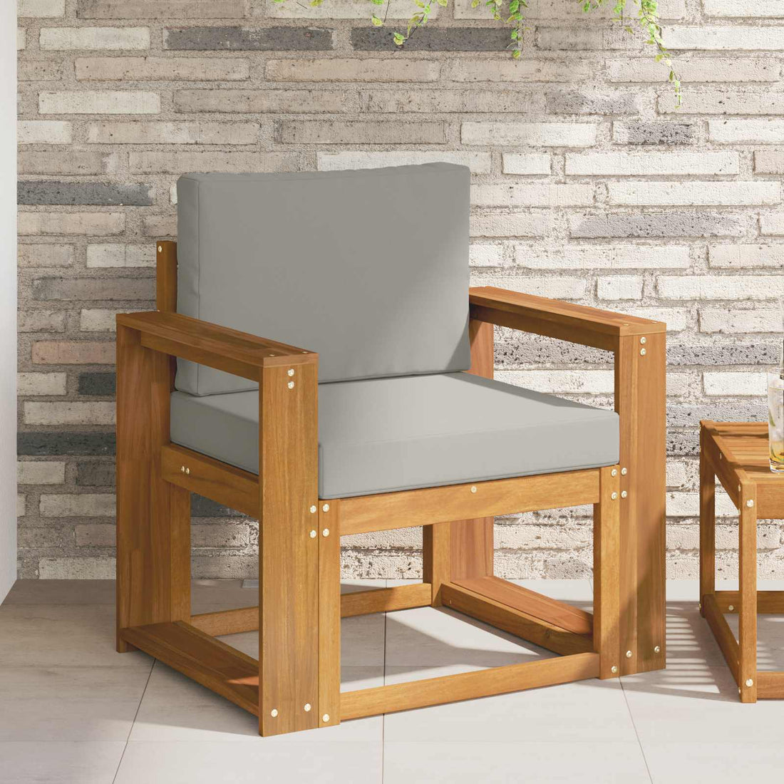 vidaXL Sofá de exterior Madera de Acacia Sólida y Poliéster