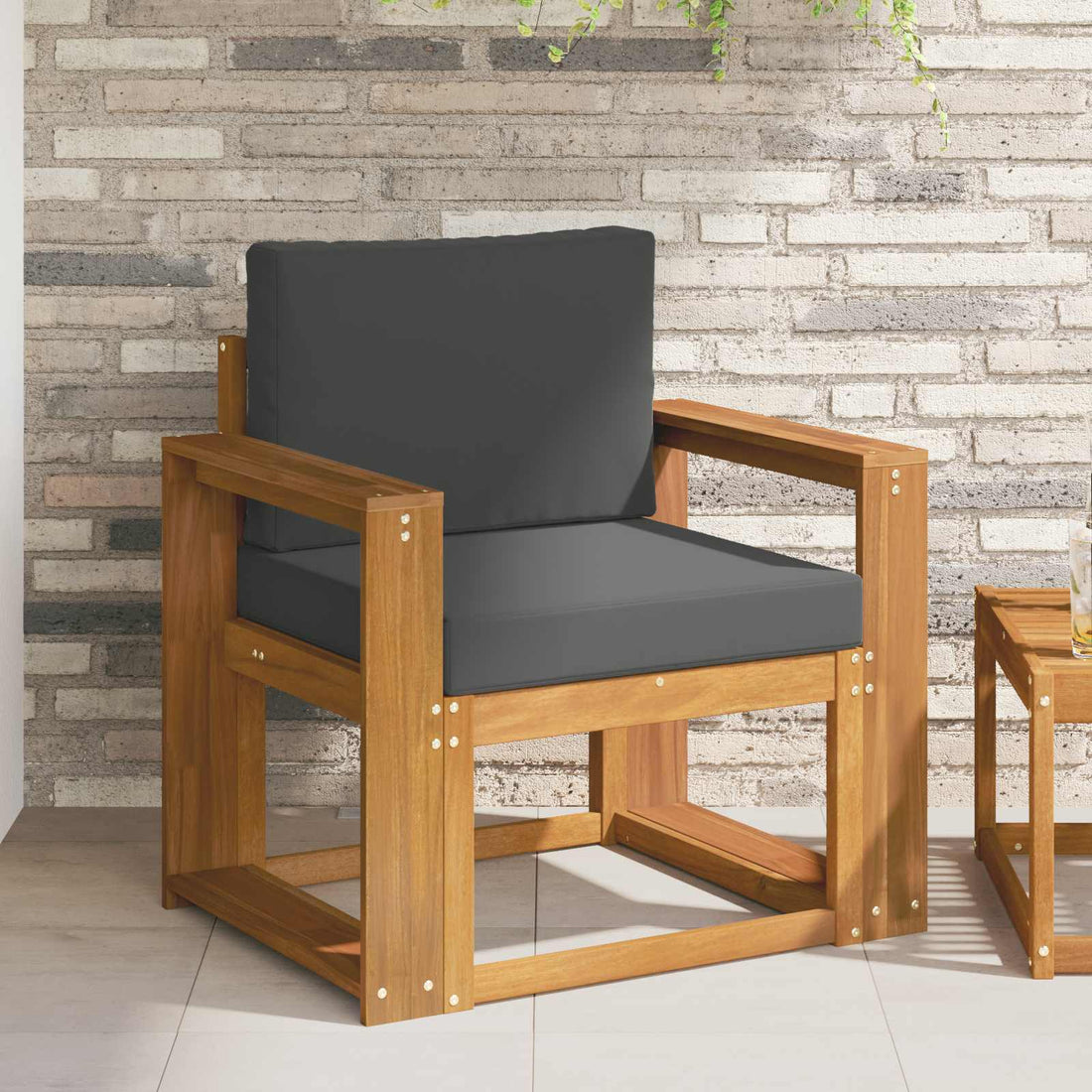 vidaXL Sofá de exterior Madera de Acacia Sólida y Poliéster Natural