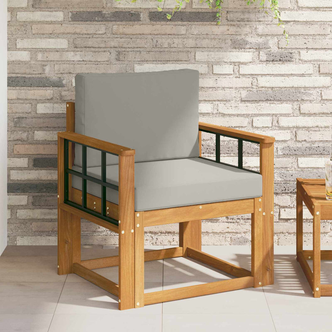 vidaXL Sofá de exterior Madera de Acacia Sólida y Poliéster
