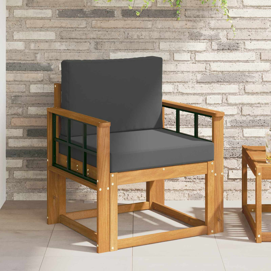 vidaXL Sofá de exterior Madera de Acacia Sólida y Poliéster Natural