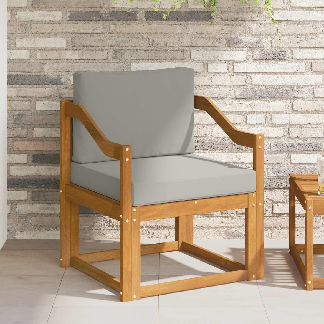 vidaXL Sofá de exterior Madera de Acacia Sólida y Poliéster