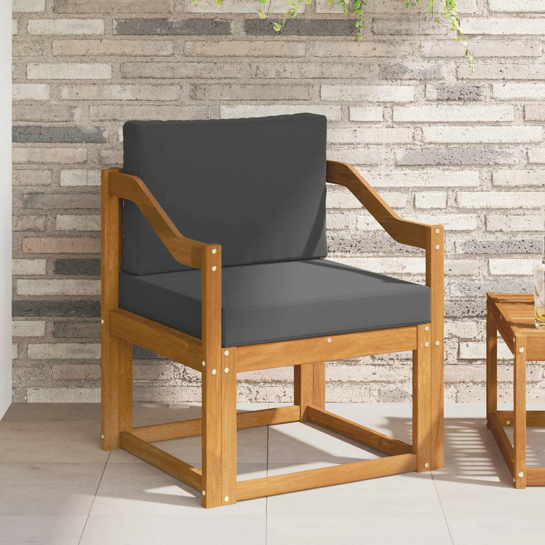 vidaXL Sofá de exterior Madera de Acacia Sólida y Poliéster Natural