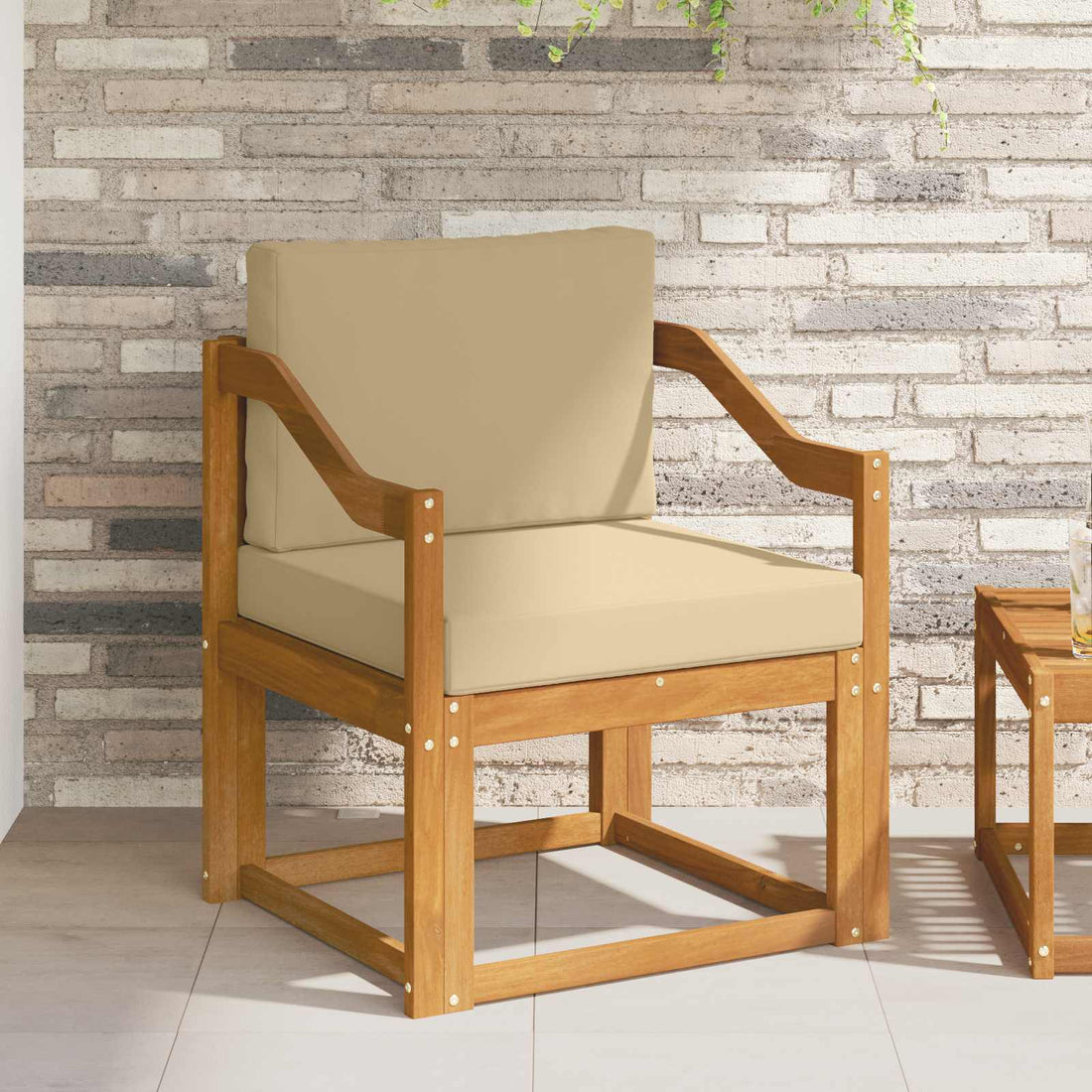 vidaXL Sofá de exterior Madera de Acacia Sólida y Poliéster Natural