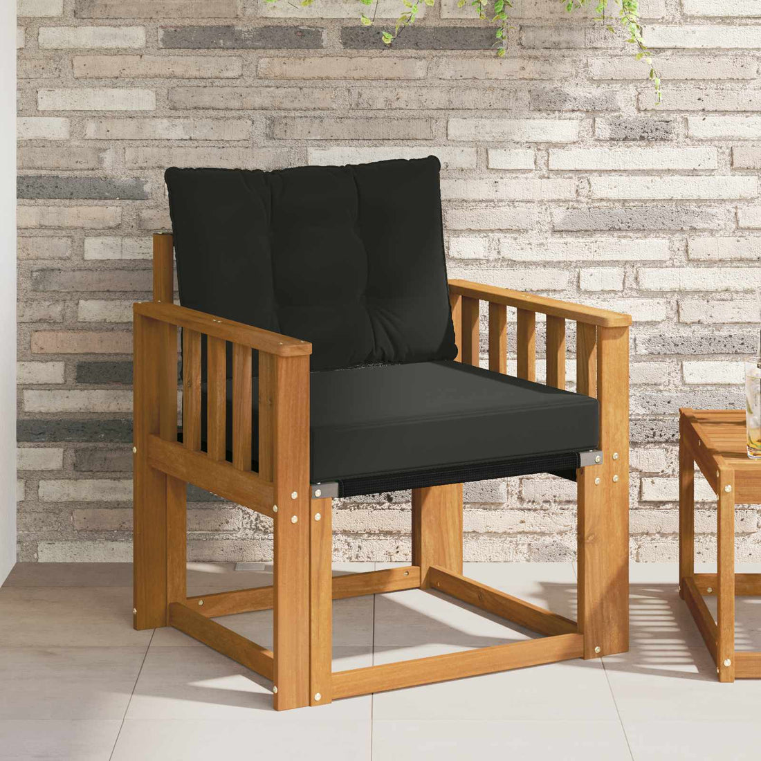 vidaXL Sofá de exterior Madera maciza de acacia y textileno Natural